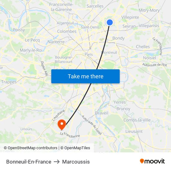 Bonneuil-En-France to Marcoussis map