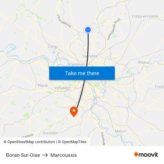 Boran-Sur-Oise to Marcoussis map