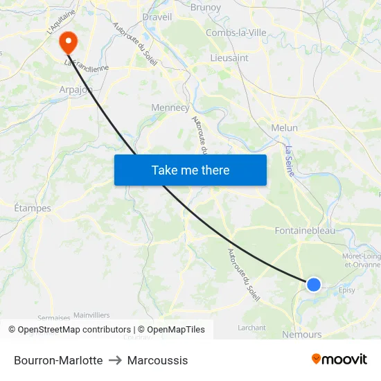 Bourron-Marlotte to Marcoussis map