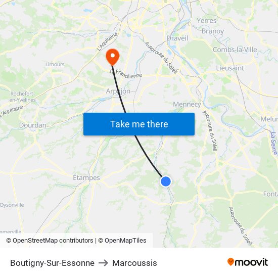 Boutigny-Sur-Essonne to Marcoussis map