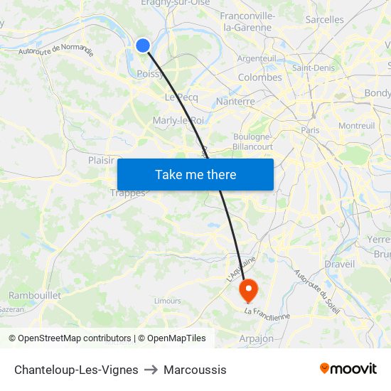 Chanteloup-Les-Vignes to Marcoussis map