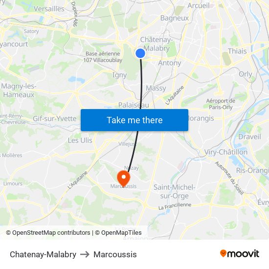 Chatenay-Malabry to Marcoussis map