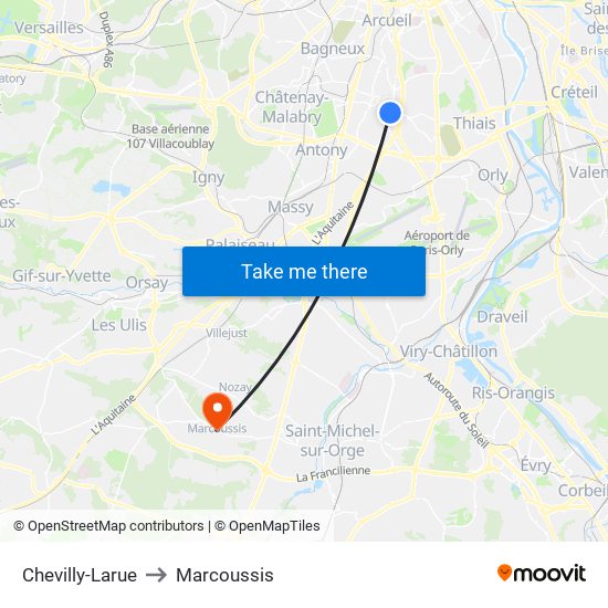 Chevilly-Larue to Marcoussis map