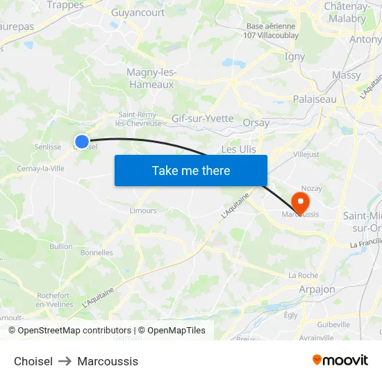 Choisel to Marcoussis map