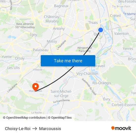 Choisy-Le-Roi to Marcoussis map