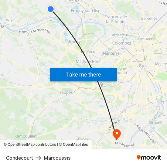 Condecourt to Marcoussis map