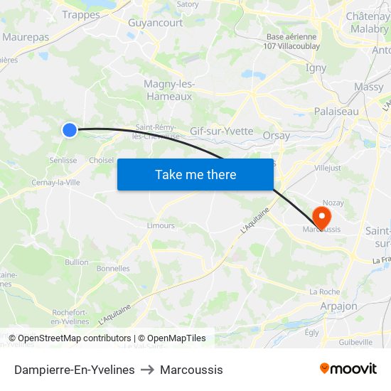 Dampierre-En-Yvelines to Marcoussis map