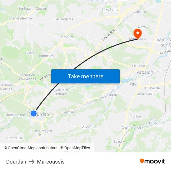 Dourdan to Marcoussis map