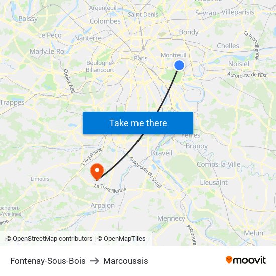 Fontenay-Sous-Bois to Marcoussis map
