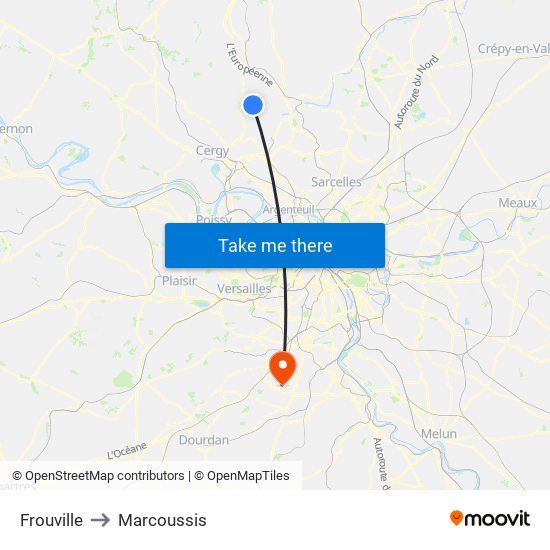 Frouville to Marcoussis map