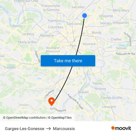 Garges-Les-Gonesse to Marcoussis map