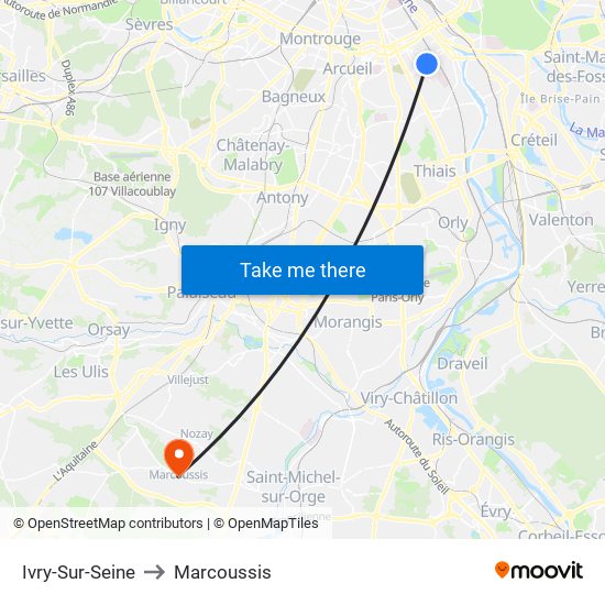 Ivry-Sur-Seine to Marcoussis map