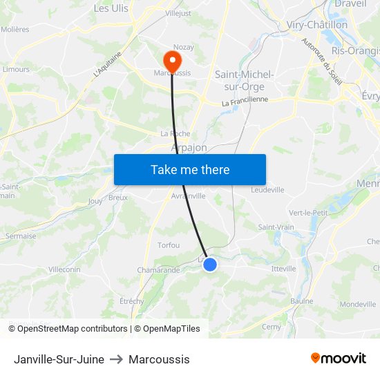 Janville-Sur-Juine to Marcoussis map