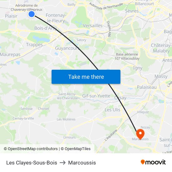 Les Clayes-Sous-Bois to Marcoussis map