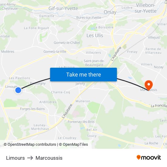 Limours to Marcoussis map