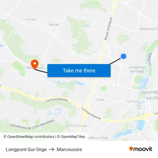 Longpont-Sur-Orge to Marcoussis map