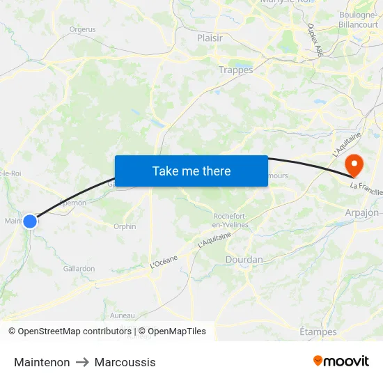 Maintenon to Marcoussis map