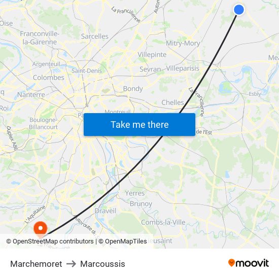 Marchemoret to Marcoussis map