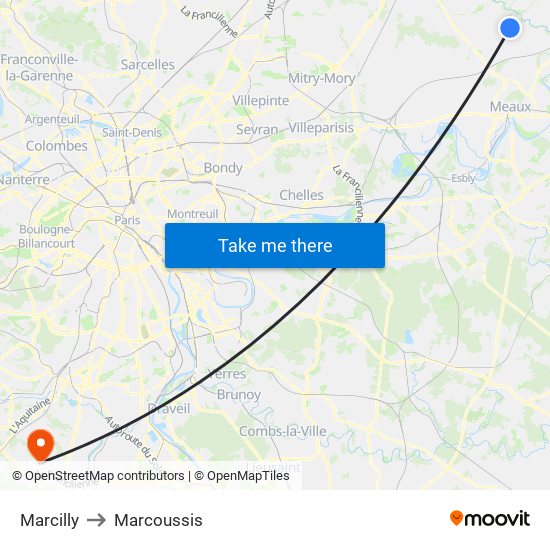 Marcilly to Marcoussis map