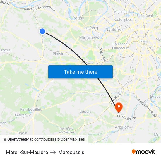 Mareil-Sur-Mauldre to Marcoussis map