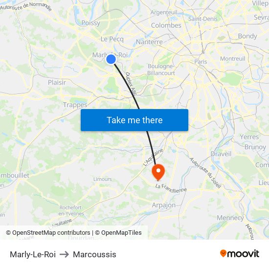 Marly-Le-Roi to Marcoussis map