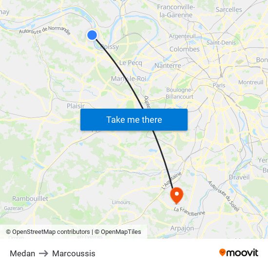 Medan to Marcoussis map