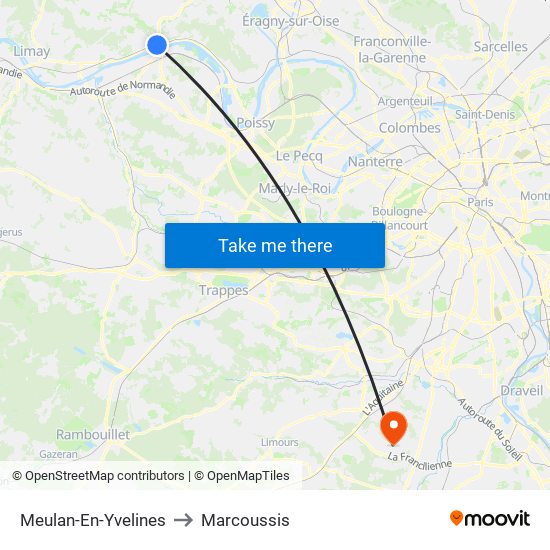 Meulan-En-Yvelines to Marcoussis map