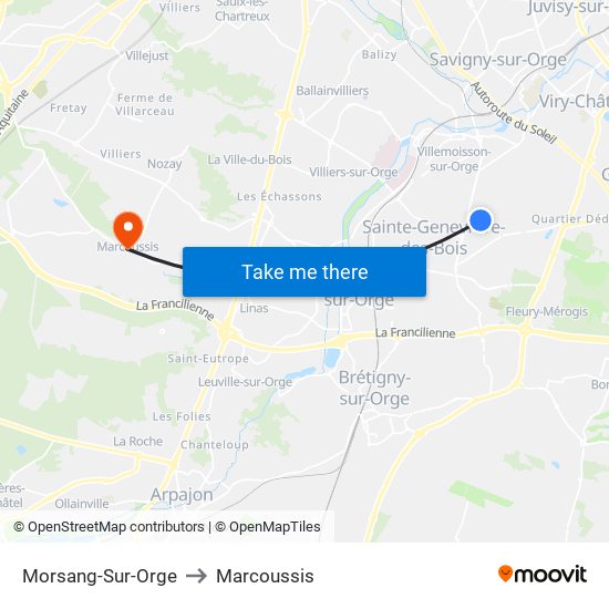 Morsang-Sur-Orge to Marcoussis map