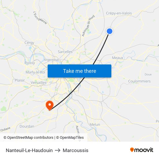 Nanteuil-Le-Haudouin to Marcoussis map