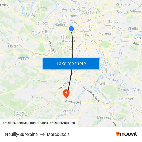 Neuilly-Sur-Seine to Marcoussis map