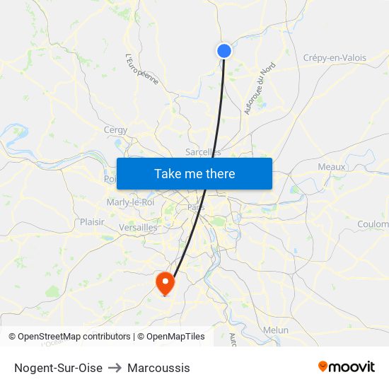 Nogent-Sur-Oise to Marcoussis map