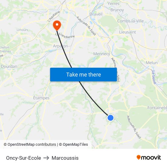 Oncy-Sur-Ecole to Marcoussis map