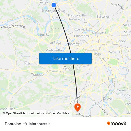 Pontoise to Marcoussis map