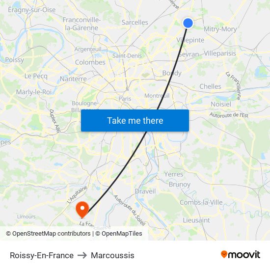 Roissy-En-France to Marcoussis map