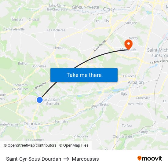 Saint-Cyr-Sous-Dourdan to Marcoussis map