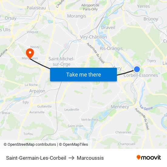 Saint-Germain-Les-Corbeil to Marcoussis map