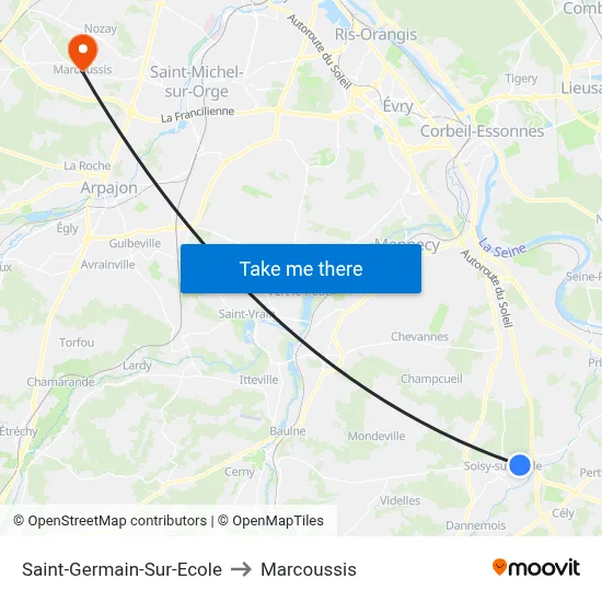 Saint-Germain-Sur-Ecole to Marcoussis map