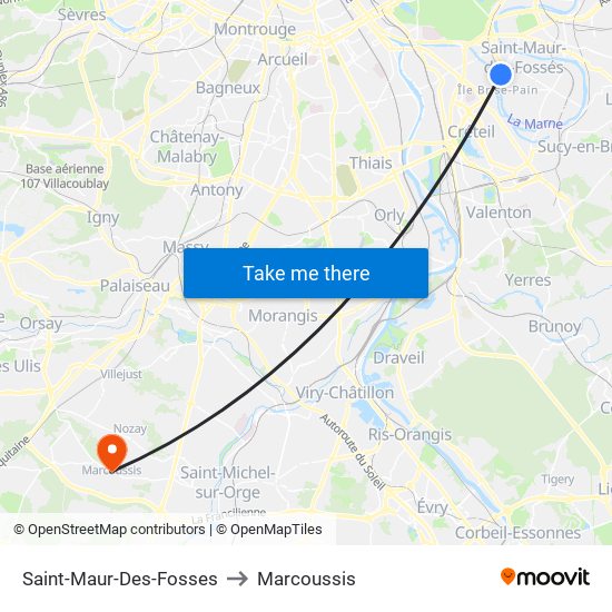 Saint-Maur-Des-Fosses to Marcoussis map