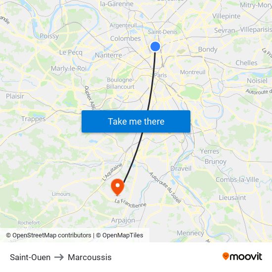 Saint-Ouen to Marcoussis map
