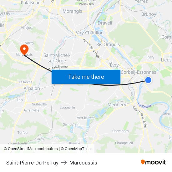 Saint-Pierre-Du-Perray to Marcoussis map