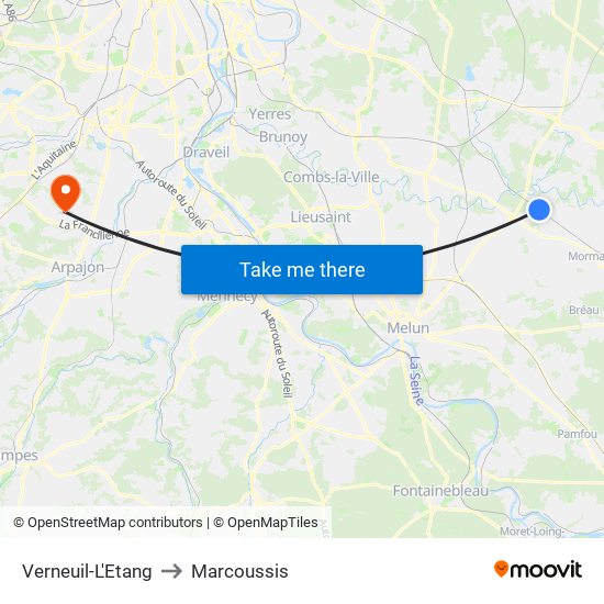 Verneuil-L'Etang to Marcoussis map