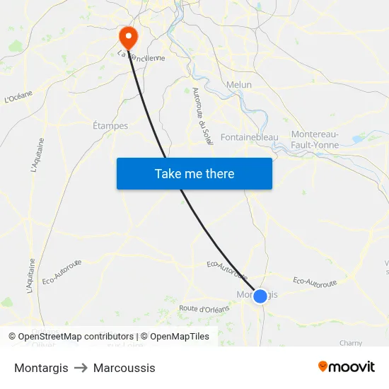 Montargis to Marcoussis map
