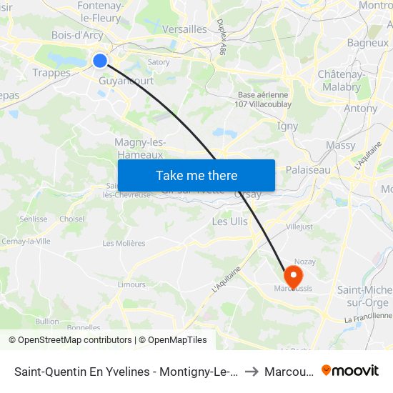 Saint-Quentin En Yvelines - Montigny-Le-Bretonneux to Marcoussis map