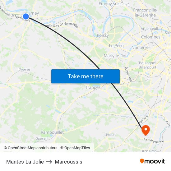 Mantes-La-Jolie to Marcoussis map