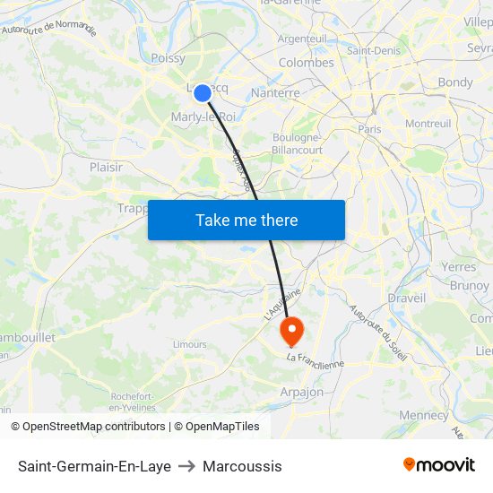 Saint-Germain-En-Laye to Marcoussis map