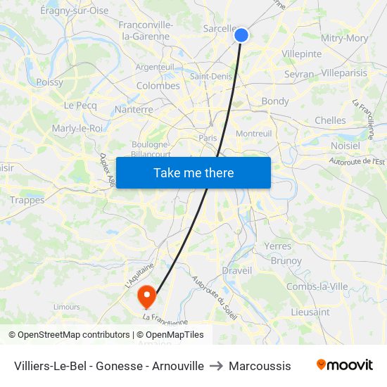 Villiers-Le-Bel - Gonesse - Arnouville to Marcoussis map