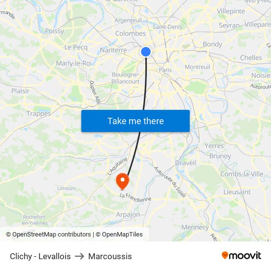 Clichy - Levallois to Marcoussis map