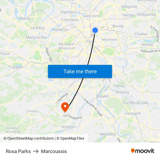 Rosa Parks to Marcoussis map