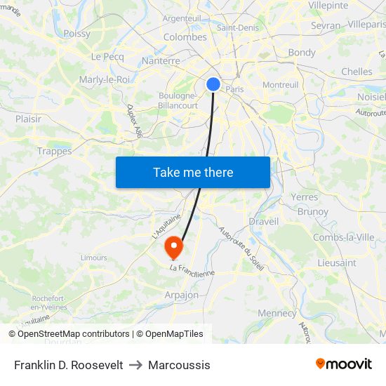 Franklin D. Roosevelt to Marcoussis map