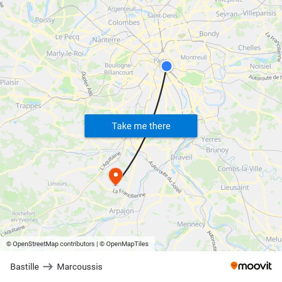 Bastille to Marcoussis map
